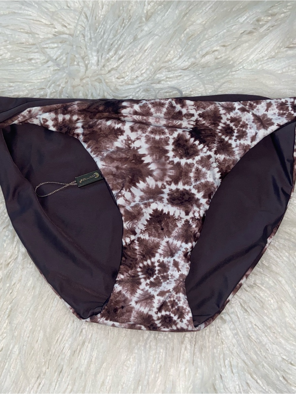 Tie-Dye Brown & White Bikini Bottoms - Classic Low-Rise
